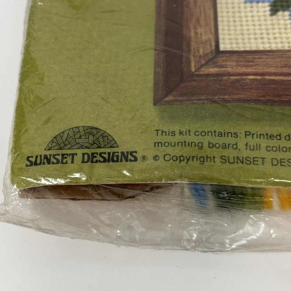 Vintage Sunset Jiffy Needlepoint Wedding & Daisies Photo Frame‎ Kit #5614 NOS